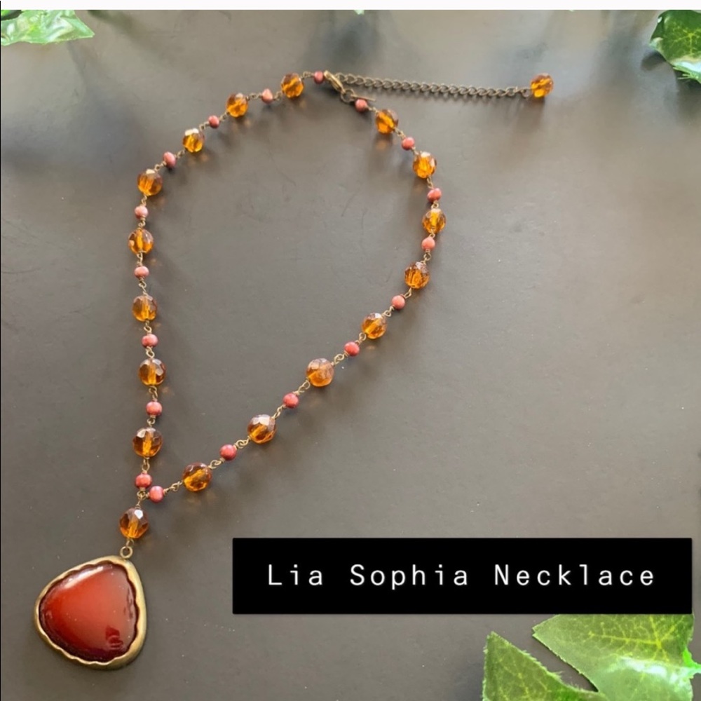 Lia Sophia Necklace stunning summer orange rust